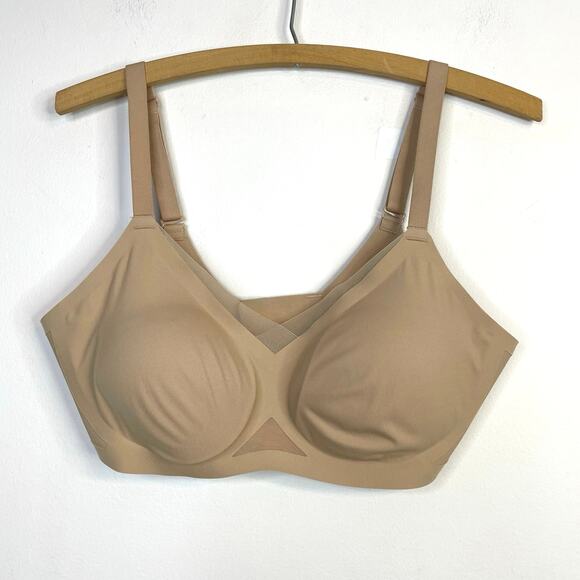 Honeylove Crossover Wireless Back Hook Lightly Padded Bra 36 B C 36B/C Sand Nude - Picture 2 of 16